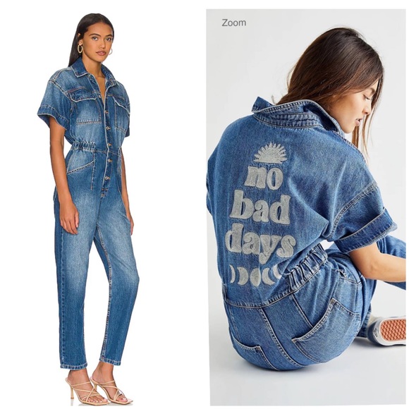 Free People Pants - Free People We The Free Denim Marci “No Bad Days” Coveralls Size Small
